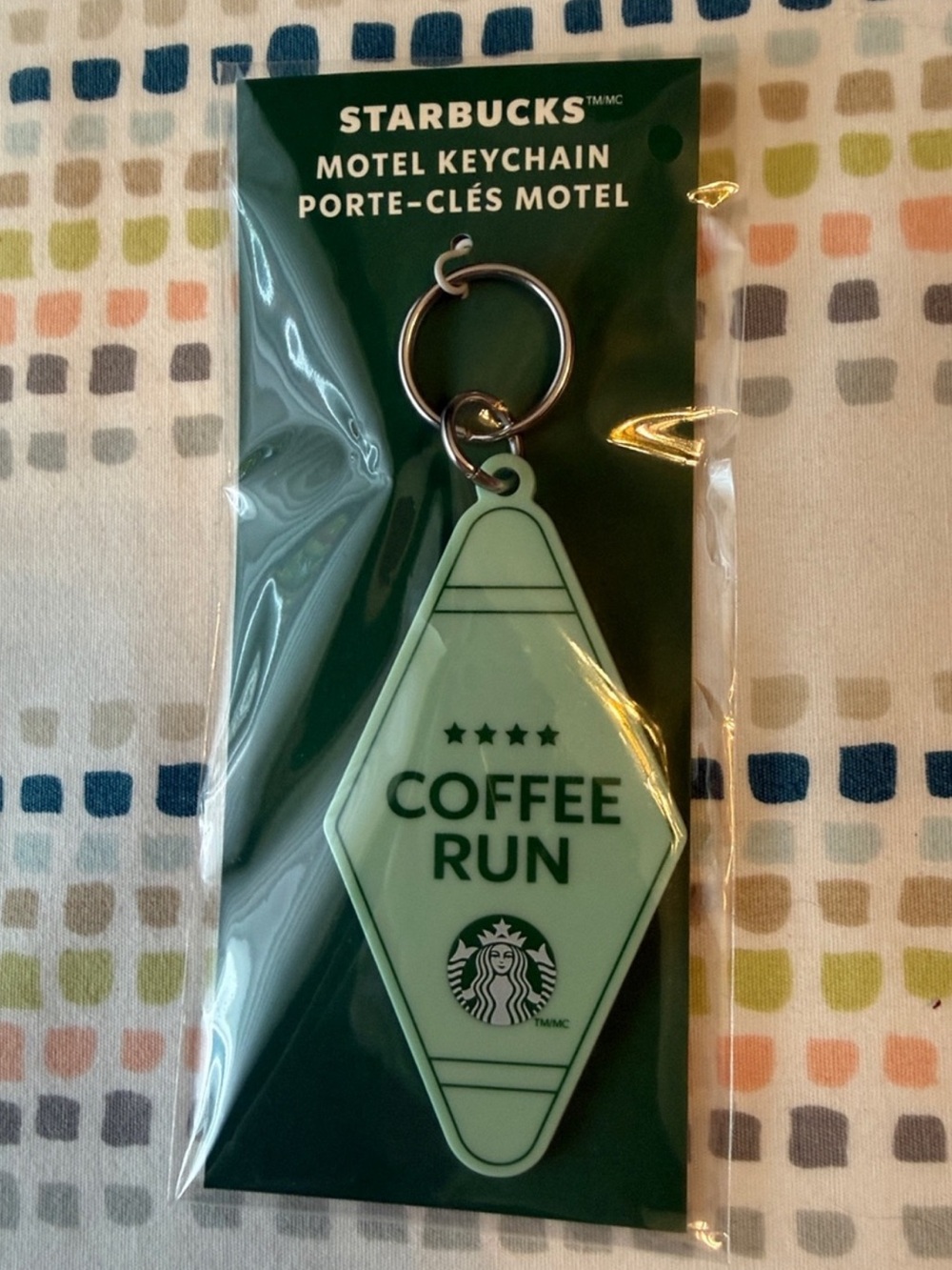 Starbucks Green Motel Tag Keychain - Coffee Run Design